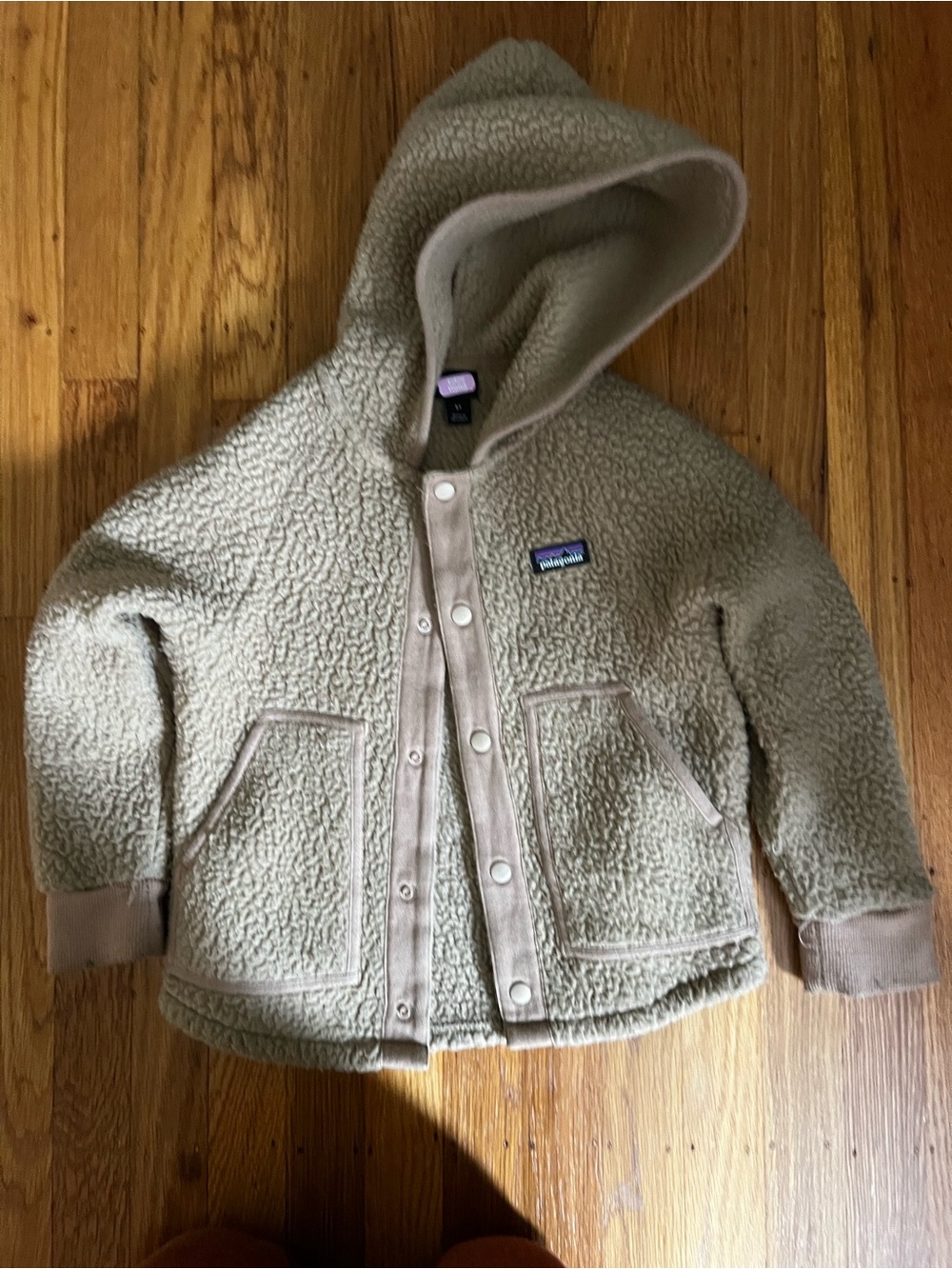 Patagonia Kids Tan Sherpa Hoodie Jacket
